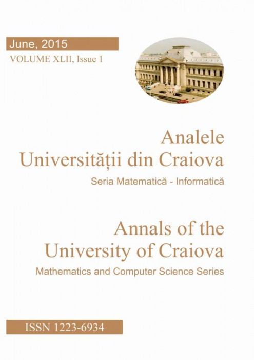 Analele Universitatii din Craiova, Seria Matematica-Informatica, Vol. XII, Issue 1, June 2015