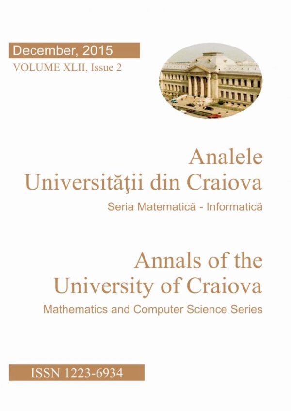 Analele Universitatii din Craiova. Seria Matematica-Informatica, Vol. XLII, Issue 2/2015