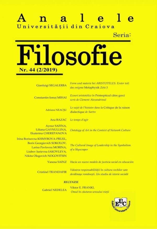 Analele Universităţii din Craiova. Seria Filosofie, Nr. 44(2/ 2019)
