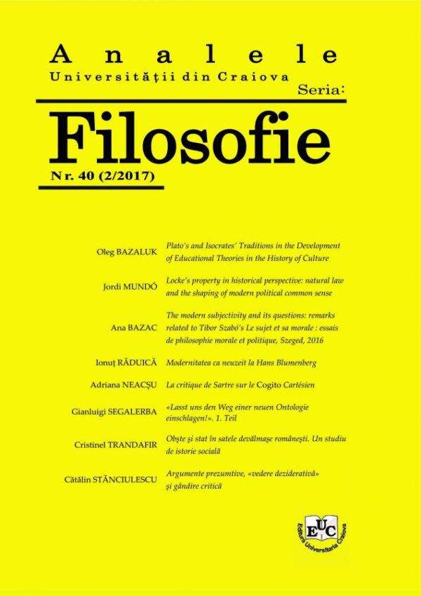 Analele Universității din Craiova. Seria Filosofie, Nr. 40 (2/2017)