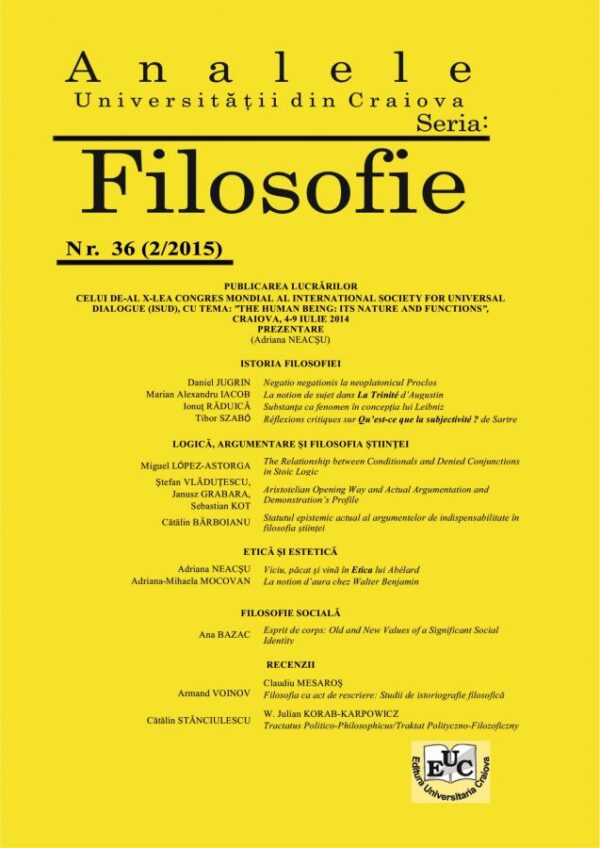 Analele Universității din Craiova. Seria Filosofie, NR. 36 (2/2015)