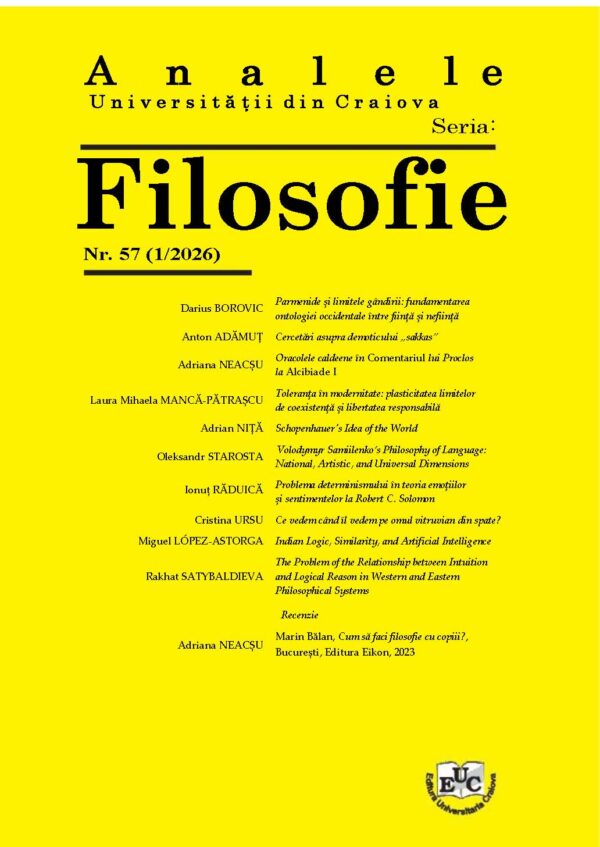 Analele Universităţii din Craiova. Seria Filosofie, Nr. 57(1/ 2026)